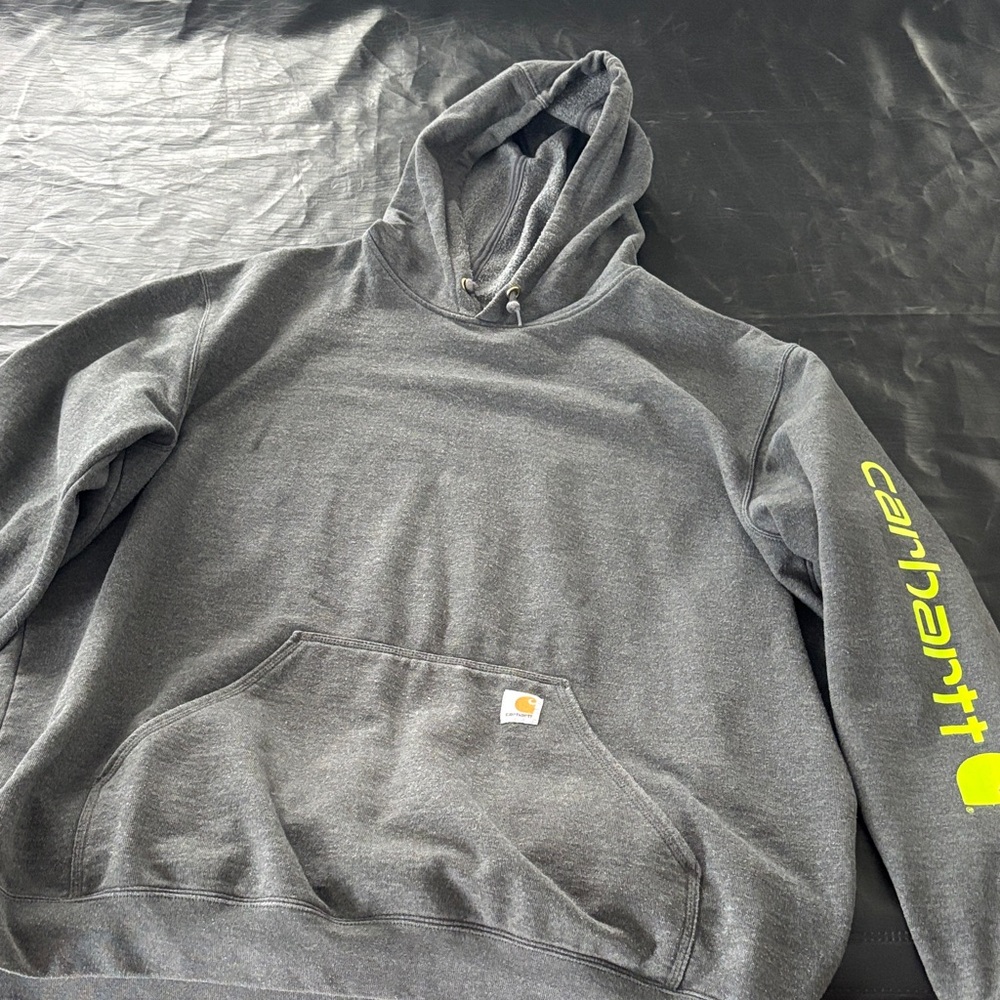Carhartt Dark Gray Hoodie with Neon Accents